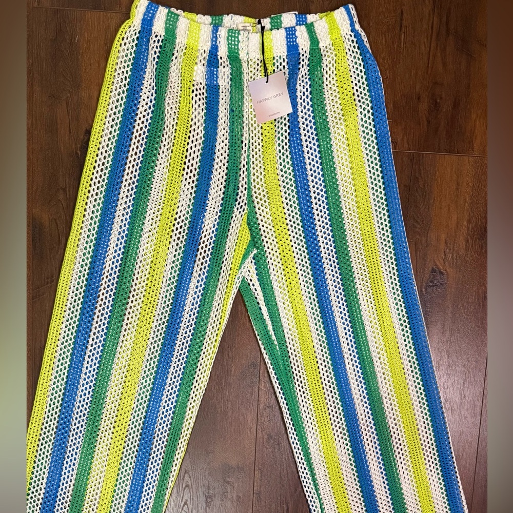 Happily Grey Striped Knitted Swimsuit Pants